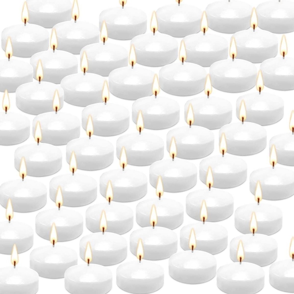 50 Pack of 2-Inch White Floating Candles – Ideal for Weddings, Home Décor,