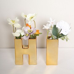 GOLD 6″ Ceramic T Symbol Flower VASE Table Centerpiece Party Events Decorations