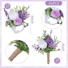 36 Pcs Wedding Corsage and Boutonniere Set Artificial Rose Wedding Corsage Wr…