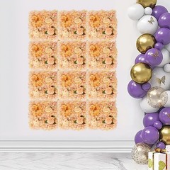 12 Pack Champagne Warm Tones Artificial Flower Panels Durable Fade Proof Decor