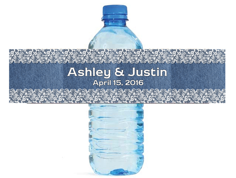 Denim and Lace Wedding anniversary Engagement Birthday Water Labels