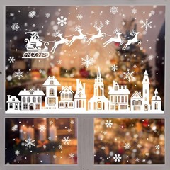 134 Pcs Christmas Window Clings – 9 Sheets White House Snowflake Christmas Wi…