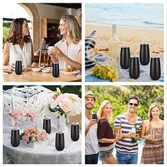 12 Pack Stemless Insulated Flute Glasses, 6 Oz Unbreakable Champagne Tumblers…