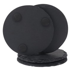 20 Pack 4 Inch Round Slate Coasters, Black Stone 20 Pack 4 Inch Circular