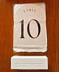 NEW Wedding, Event Table Numbers w/ Stands 1-10, 5×7 Acrylic Display White Arch