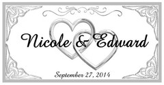 50 PERSONALIZED SILVER HEARTS WEDDING WATER BOTTLE LABELS Waterproof Ink