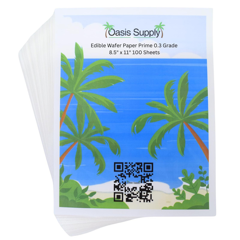Oasis Supply 100 Piece Edible Rectangle Wafer Paper Pack, 8″ by 100, White