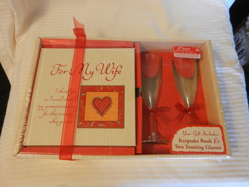 For My Wife Keepsake Book & Two Toasting Glasses from New Seasons, BNIP