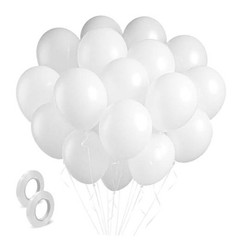 Balloons Latex Birthday Decorations 100 Pack Round Ballons for 12 inch White