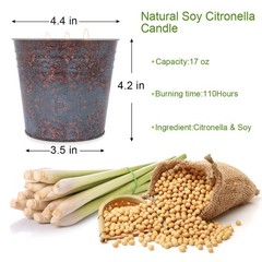 2 Packs Citronella Candle Outdoor Indoor, Large Candle, Brown Rust