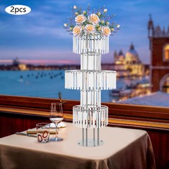 2 PCS 110 cm/43.3 in Tall Crystal Wedding Flower Stand Vase for Party Decor
