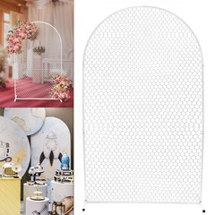 White Metal Wedding Arch Backdrop Background Mesh Wall Circle Balloon Arch Sale