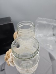 Country Rustic Wedding His & Hers Wine Toasting Goblets, Mason Jar Lace