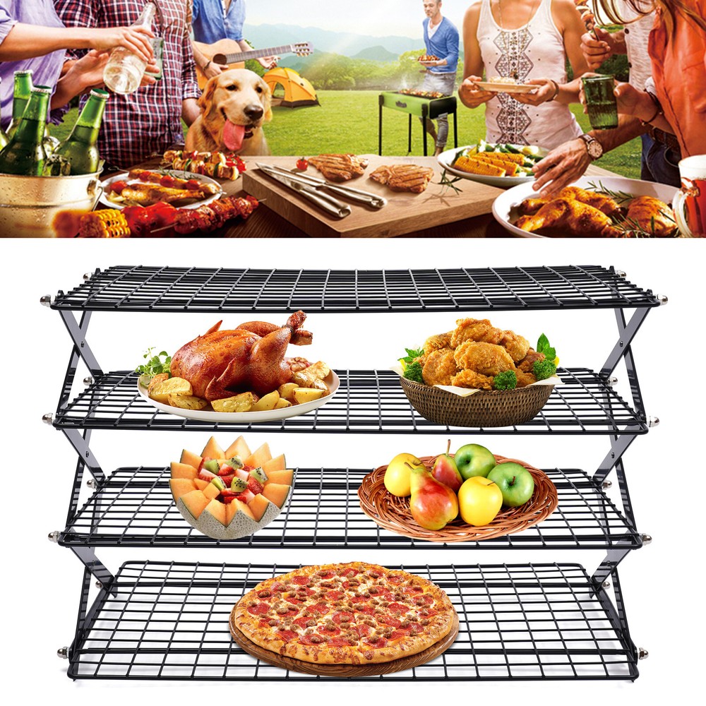 4-Tier Baking Cookie Cake Display Rack Cooling Shelf Gourmet Food Storage Holder