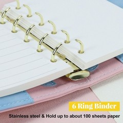 MultiBey A7 Refillable 6 Ring PU Leather Binder, Mini Padfolio Binder Noteboo…