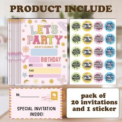 Patch Letter Invitation, 5×8 inches Girls Birthday Invitations, 20 pcs Patch …