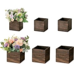 NUPTIO Wooden Box for Centerpiece Wedding: 6 Pcs Square Planter Box 4×4″ & 5×5″