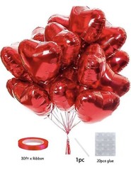 10Pcs 18” Red Heart Mylar Foil Balloons Birthday Party Romantic Decor