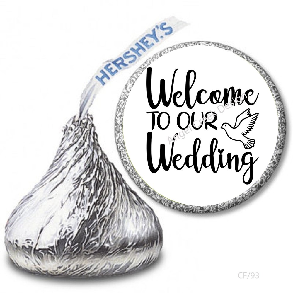 108 Welcome to Our Wedding Dove Favors Hershey Kiss Stickers Candy Wrappers