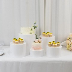5 WHITE Acrylic CAKE STAND DISPLAY BOXES Pedestal Riser Wedding Centerpieces