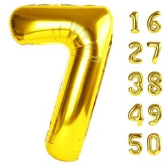 40 Inch Balloon First Birthday Jumbo Mylar Foil Helium Balloon Number 7 Gold
