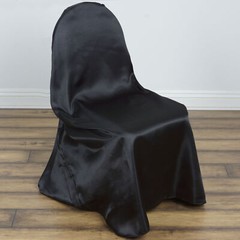 6 Black SATIN UNIVERSAL CHAIR COVER for Wedding Banquet Reception Decorations