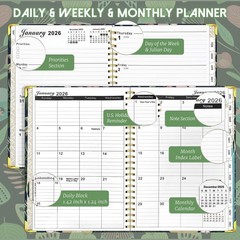 Academic Planner 2026, Daily Weekly and Monthly Planner, Jan. 2026 – Dec. 202…