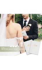 Velvet Vow Books, 2 Pieces Ivory Wedding Vow Book His and Hers 22 Pages