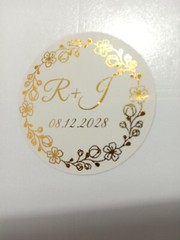 Pink Rose Gold Foil Personalized Wedding Engagement Party Favor Label Stickers