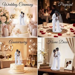 Wedding Cake Topper Bride and Groom Figurine with Veil for Wedding Bridal Shower