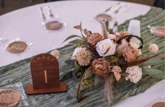 Cuckan FINDYOU Rustic Wedding Set Sage Green Runner, White Tablecloth, Floral