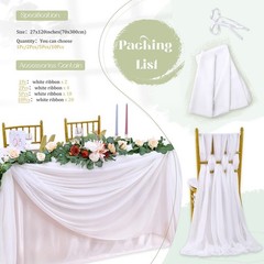 10Ft 1 Piece White Chiffon Table Runner 27×120 Inches Sheer Chiffon Fabric Br…