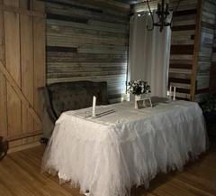 Sweetheart Table Linen Set – White Underskirt + Layered Tulle Skirt