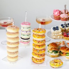 Donut Stand Acrylic 4 Pack, Clear Bagel Display L x W x H: 4.5 x 4.5 x 12 inch