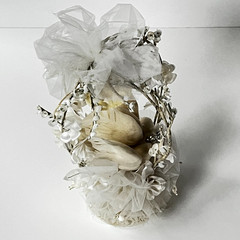 VTG Coast Novelties Spun Cotton Doves Wedding Cake Topper 2 Doves Bell 9″