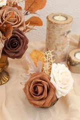 Artificial Flowers 25pcs Real Looking Earth Tones Ombre Colors Foam Fake