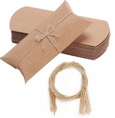 Mr. Pen Kraft Pillow Boxes, 6.3×3.4×1.3 in, 25 Pack with Jute Twines, Brown, NEW