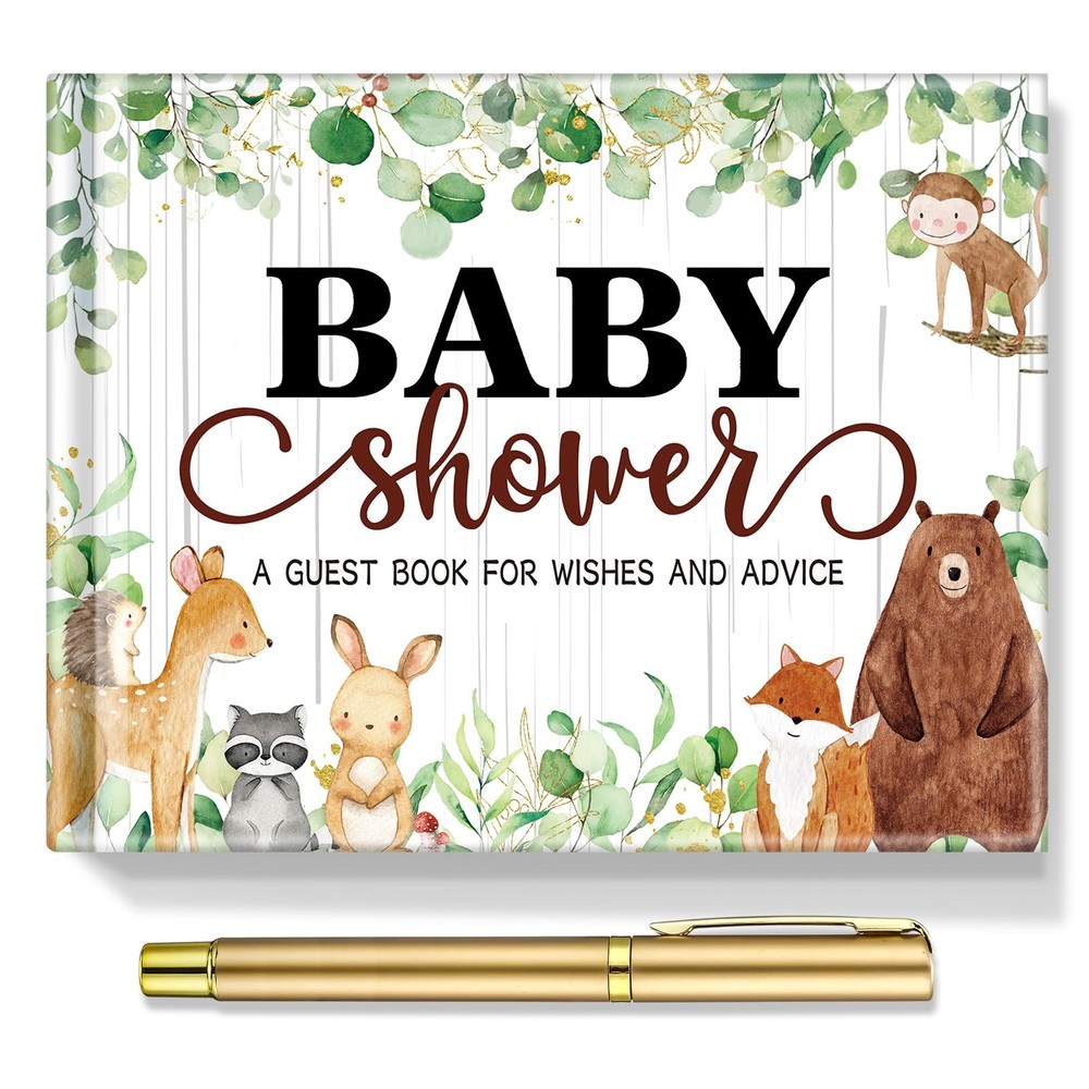 27 Pcs Woodland Animal Baby Shower Guest Book Set Baby Shower Sign in Guest F…