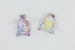 100Pcs Drawstring Organza Bag 3.54X4.7 Inches White Coralline Pattern Jewelry Ca