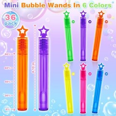 Mini Bubble Wands for Kids, 36 Pcs Bulk Bubble Wands in 6 Colors, Kids 36 Star
