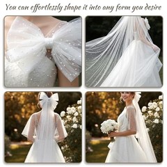 2 Pcs Pearl Table Runner, 10 Feet White Tulle Fabric Table Cloth 31 x 120 Inch