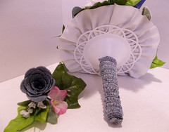 Denim Bridal Bouquet Roses w Spring Flowers & Denim Rose Corsage Country Wedding