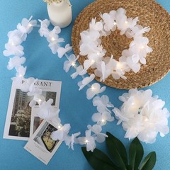 LED Light Up Hawaiian Leis – 24 White Flower Necklaces