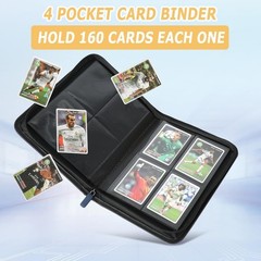 4 Pocket Ringless Side Loading Trading Card Binder, 160 Cards PU Fixed Page Z…