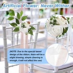 10Pcs Wedding Aisle Decorations Pew Flowers Chair Decor Artificial Flowers White