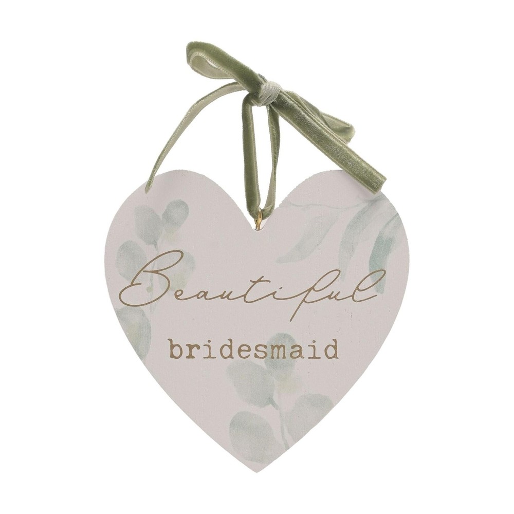 Bridesmaid Wedding Wooden Heart Hanging Plaque