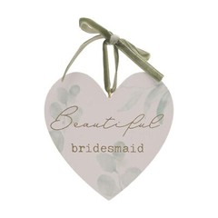 Bridesmaid Wedding Wooden Heart Hanging Plaque