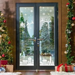 134 Pcs Christmas Window Clings – 9 Sheets White House Snowflake Christmas Wi…
