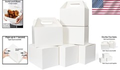 Large 50 Count White Gable Favor Boxes 9x6x6 – Sturdy Cardboard Party Carry Out