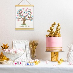Gender Reveal Fingerprint Tree Canvas Guest Books, Baby Shower Decorations, G…